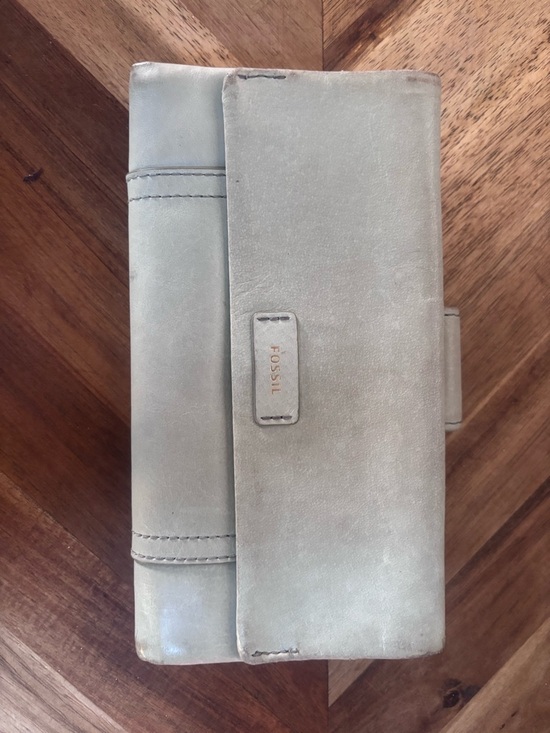 Fossil Handbags - Fossil Light Gray Leather Wallet Clutch